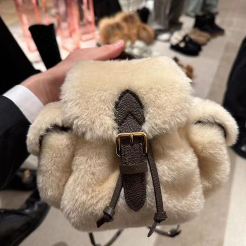 Leather Backpack Vintage - JIAERDI Retro Peluş Sırt Çantası Kadın